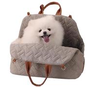 Pethaven Grey Small Dog Bag Puppy Kennel Purse Woman Handbag Style Carrier for Trained Pets Cat Kitties Rabbit Bunny Fashion Carrier Totes Go Vet Outdoor