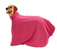 Pethiy Premium Microfiber Dog Drying Bag - Quickly Removes Water Mud and Dirt - Extra Absorbent Towel Solution with Durable Hook and Loop Neck Strap-Red-M