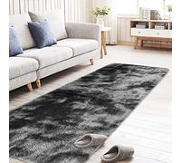 PetHot Gradient Rug 60x160cm Fluffy Fluffy Rug Long Hair Home Decor Floor Carpet for Bedroom Living Room (Dark Grey)
