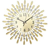 PetHot Jeweled Diamond Metal Wall Clock - Modern 3D Handcrafted Sunflower Design, Non-Ticking, Gold Numeral for Living Room, Bedroom, Kitchen