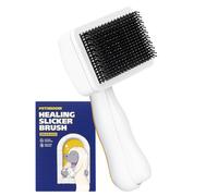 [PETHROOM] Healing Slicker Brush | Pet Brush | Dogs & Cats | Goldendoodle| Coated Tips for Gentle Grooming |Brush for Shedding | Long-Haired or Curly-Haired Dogs, White & Yellow