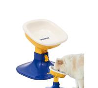 PETHROOM Well Fit Elevated Dog Bowl Stand - Adjustable Height 4.5-7.4 in with 0-22° Tilt, Stable Non-Slip Raised Feeding Stand for Dogs and Cats, Compatible with Safe Ceramic Bowls, Yellow & Blue