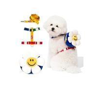 PETHROOM × Wiggle Wiggle Smile We Love Dog Backpack Harness with Leash - Cute Flower-Shaped Mini Backpack, No-Pull Adjustable Harness for Small Medium Dogs, Ideal for Travel, Camping & Hiking (Large)