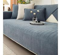 Peticehi Funny Sofa Cover, Fuzzy Couch Cover, Herringbone Chenille Fabric Furniture Protector Sofa Cover, Cosy Solid Colour Non-Slip Couch Cover (Grayish Blue,70 * 150cm)