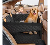 PETICON Dog Booster Car Seat, Waterproof Back Seat Extender for Dogs with 3 Mesh Windows, Dog Car Seat Cover with Hard Bottom, Pet Seat Cover for Cars, Trucks and SUVs