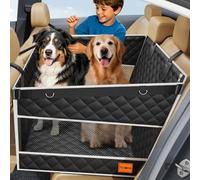 PETICON Dog Car Seat for Large/Medium Dogs, One-Piece Hard Bottom Back Seat Extender with 2 Mesh Windows, Waterproof Pet Carseat with Storage Pocket, Dog Hammock for Cars, SUVs and Trucks