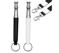 Petiddy Dog Whistle, Adjustable Pitch Ultrasonic Dog Training Whistle, Stainless Steel Silent Bark Control for Dogs Recall, Stop Barking, with Premium Lanyard, for All Breeds & Sizes (Black+White)
