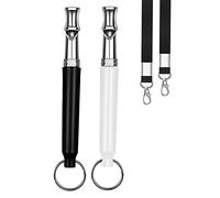 Petiddy Ultrasonic Dog Whistle to Stop Barking Neighbor's Dog - 2 Pack Adjustable Pitch Silent Whistles with Lanyard, Professional Anti-Bark & Recall Training Device (Black & White)