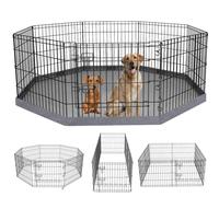 PETIME Foldable Metal Dog Exercise Pen/Pet Puppy Playpen Kennels Yard Fence Indoor/Outdoor 8 Panel 24" W x 30" H with Bottom Pad (with bottom pad, 8 Panels 30" H)