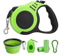 PETIMP Retractable Dog Leash Lightweight 16FT Leash, with Folding Bowl,Dispenser,Waste Bags, for Small Medium Dogs(Green)