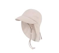 Petinard Label Muslin Peaked Cap Sun Hat with Neck and Ear Protection UV Protection (UPF 50+) for Babies and Children - Unisex, beige, 6 3/8