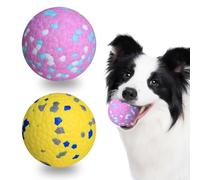 Petinstinct 2 Pack Dog Balls, Indestructible Dog Toys for Aggressive Chewers, Bouncy Tennis Balls for Dogs, Durable Interactive Floating Fetch Toy, Pink