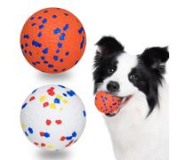 Petinstinct 2 Pack Dog Balls, Indestructible Dog Toys for Aggressive Chewers, Bouncy Tennis Balls for Dogs, Durable Interactive Floating Fetch Toy, Orange White