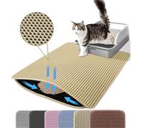 Petinstinct Jumbo Cat Litter Mat, 116x66cm Double Layer Honeycomb Cat Litter Mat Trapper, Non Slip Waterproof Urine Proof Extra Large Cat Litter Box Mat, Cat Supplies and Essentials, XXL, Beige