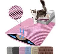 Petinstinct Jumbo Cat Litter Mat, 116x66cm Double Layer Honeycomb Cat Litter Mat Trapper, Non Slip Waterproof Urine Proof Extra Large Cat Litter Box Mat, Cat Supplies and Essentials, XXL, Pink
