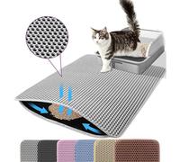 Petinstinct Jumbo Cat Litter Mat, 116x66cm Double Layer Honeycomb Cat Litter Mat Trapper, Non Slip Waterproof Urine Proof Extra Large Cat Litter Box Mat, Cat Supplies and Essentials, XXL, Grey