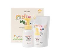 [PETINUBE] VEGAN BABY HIP CLEANSER SET (Full Size 300ml + Refill 250ml + Travel Size 45ml) For Diaper Area - Korean gentle Baby Intimate Cleanser for Newborns & Sensitive Skin - Moisture & Hydrate