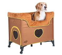 PETIQUE Bedside Lounge Pet Bed, Bunk Bed for Medium Size Pets, Raised Lounge Bed for Cats & Dogs, Lion’s Den Design,Brown, 39.0" L x 22.5" W x 33.5" Th