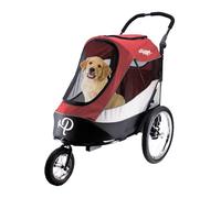 Petique Large Dog Pram - Dog Stroller - Dog Pushchair - Pet Stroller - Dog Buggy - Pet Pram - 3 Wheels Ventilated Safety Belt Travel Carriage - Dog Trolley for Large/Medium Dogs and Cats UK (Red)