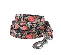 Petiry Black Floral Print Dog Leash - 4Ft Durable Nylon for Medium & Large Dogs, Lightweight (M, Black Floral)