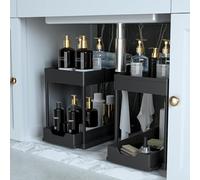 petisal 2-PACK Under Sink Organizers and Storage with Sliding Drawer，2-Tier Bathroom Under Sink Shelf Rack,Multi-Functional Cabinet Storage Space Saver For Kitchen/Bedroom/Office.