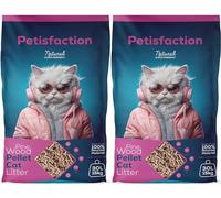Petisfaction 2X30L Premium Wood Pellets Cat Litter, Odour Control Cat Litter Wooden Pellets, Non Clumping, Highly Absorbent, Biodegradable, Pine Wood Cat Litter (60L - Double Pack)