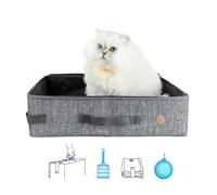 petisfam Portable Cat Travel Litter Box for Cats in Car. Odor Free, Leak Proof, Collapsible, Foldable