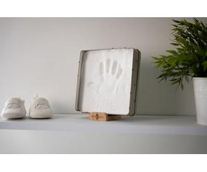 Petit Artichaut Square Print Tin with Wooden Stand. Save Baby's Hand or Footprint as a Unique Memory (Pretty Hearts)