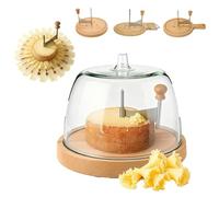 Petit Basque Cheese Wheel,Girollecheese Shaver,Curler with Sharp Stainless Steel Blade and Wooden Base, Circular Chees Flower Slicer for Parties, Cafes & Home Use (with lid,Basic)