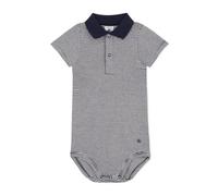 Petit Bateau Baby Boys A09x7 Short Sleeve Polo Collar Bodysuit, Blue/White, 24 months