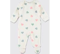PETIT BATEAU Baby Girl's Heart Print Cotton Blend Footed Pyjamas - Size: 6M - unisex