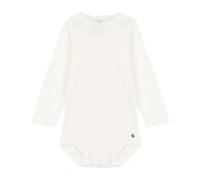 Petit Bateau Baby Girls’ Long Sleeve Collared Bodysuit, White Marshmallow, 3 months