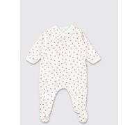 PETIT BATEAU Baby's Heart-Print Cotton Footed Onesie - Size: 3M - unisex