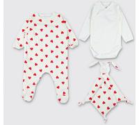 PETIT BATEAU Boy's 3-Piece Heart Print Cotton Set - Size: 12M - unisex