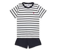 Petit Bateau Boy's Pyjacourt, White Marshmallow / Blue Smoking, 12 years