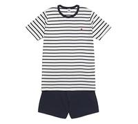 Petit Bateau Boy's Pyjacourt, White Marshmallow / Blue Smoking, 18 years