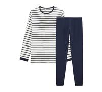 Petit Bateau Boy's Pyjamas, White Marshmallow / Blue Smoking, 10 years