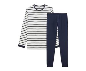 Petit Bateau Boy's Pyjamas, White Marshmallow / Blue Smoking, 10 years