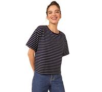 Petit Bateau Women’s Short Sleeve T-Shirt, Blue Smoking / White Marshmallow, M