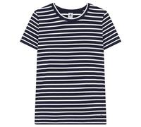 Petit Bateau Women’s Short Sleeve T-Shirt, Blue Smoking / White Marshmallow, S