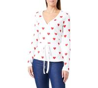 Petit Bateau Women’s Wrap-Over, White Marshmallow / Red Terkuit, M