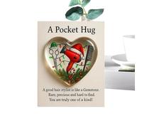 Petit Câlin De Noël De Poche - Décoration De Maison En Forme De Cœur 2D Pour Coiffeur, Pochette Transparent Avec Carte Inspirante Pour Hommes, Coiffeur, Remise De Diplôme, Anniversaire, Départ À La R