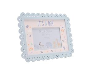 Petit Cheri - Scallop Frame 6" x 4" Blue - Its A Boy - Precious Memories Photo Picture Frame For Baby Boys, Kids & Children - New Baby, Baby Shower & Birth Gifting & Homeware - H: 26cm x W: 19cm.