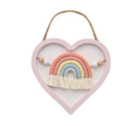 Petit Cheri Wooden Heart Macrame Rainbow Wall Plaque Pink