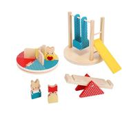 Petit Collage Wooden Playset At the Park - Ages 12+ months, 4 movable rides, 3 animals, FSC wood