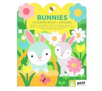 Petit Collage Bunnies Coloring Book with Stickers | Activity Book with 100 Spring Themed Stickers | Travel Activity Perfect for Spring and Easter Baskets for Ages 4+