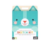 Petit Collage: Carry-Along Kitten Sketch Kit | Includes 100 Sketch Pages and Over 70 Colorful Stickers | Packed in a Carrying Case for Art On-The-Go | Great for Ages 3+