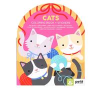 Petit Collage Cats Coloring Book with Stickers | Activity Book with 100 Cat Themed Stickers | Travel Activity | Perfect Screen Free Fun for Ages 4+