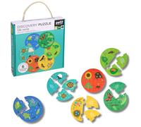 Petit Collage: Discovery Life Cycle Mini Puzzles - Contains 6 Mini Puzzles with 4 Pieces Each and Multi-Language Info Sheet - Show Life Cycle for Different Animals - Great Gift for Children 3+