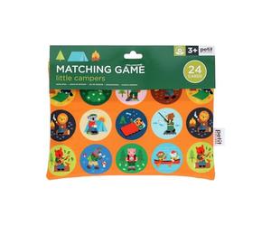 Petit Collage Little Campers Matching Game | Camping Themed Matching Game for Summer Camp with Recycled Carrying Case | Includes 24 Cards | For Ages 3+